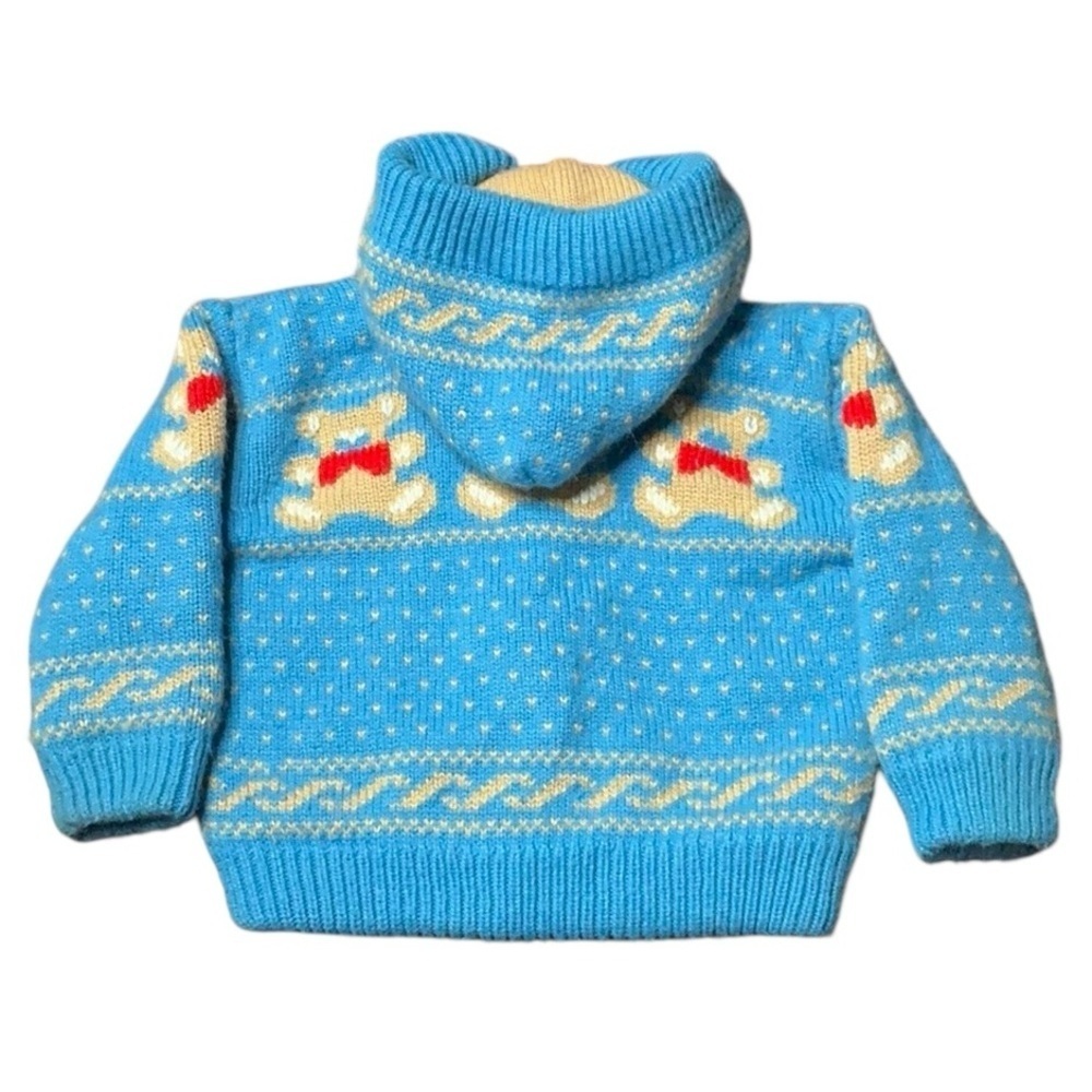 Vintage Zip Front Knit Teddy Bear Sweater Jacket - Picture 3 of 7